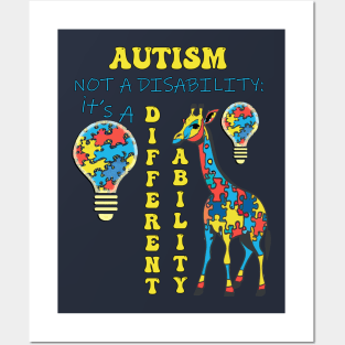 Autism Awareness Month Not A Disability It's A Different Ability Posters and Art